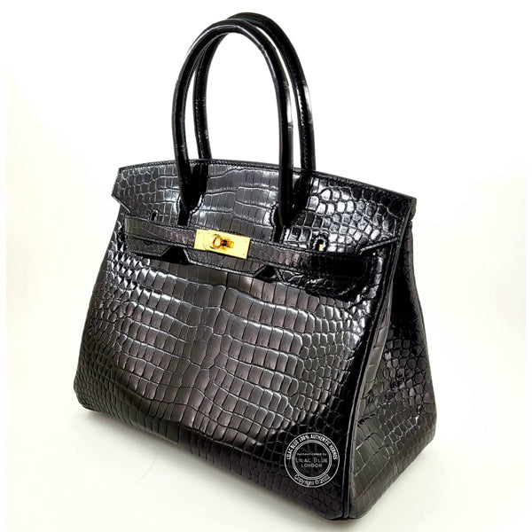 Hermès Birkin 30cm Black Shiny Croc GHW