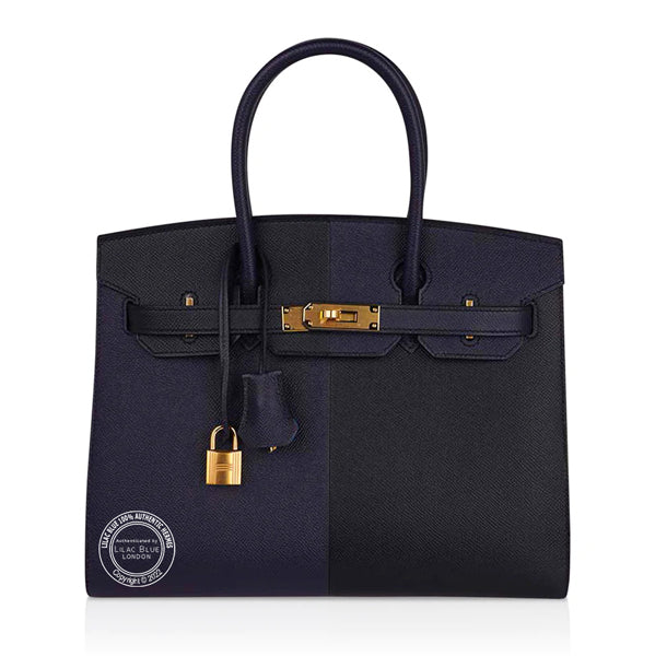 Hermès Birkin 30cm Black/Bleu Indigo Casaque Epsom GHW