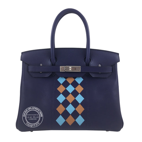 Hermès Birkin 30cm Bleu Encre Tressage Swift PHW