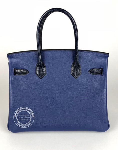 Hermès Birkin 30cm Bleu Saphir/Bleu Marine Touch Alligator/Novillo RGHW