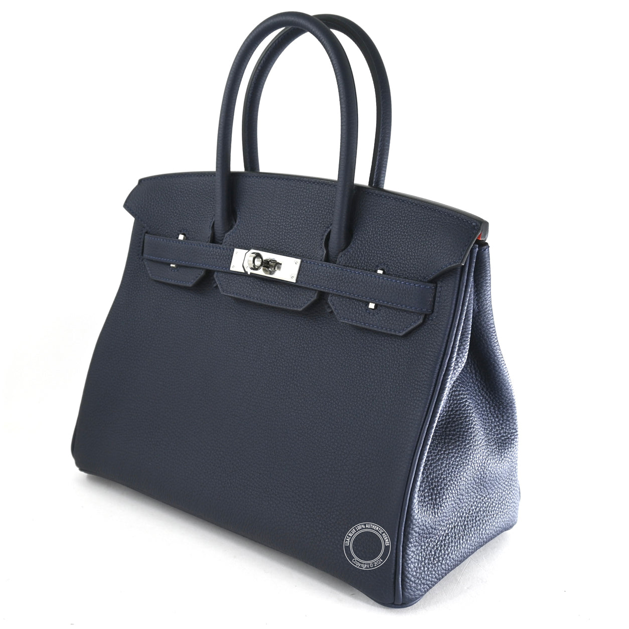 Hermès Birkin 30cm Bleu Nuit/Orange Poppy Verso Togo PHW
