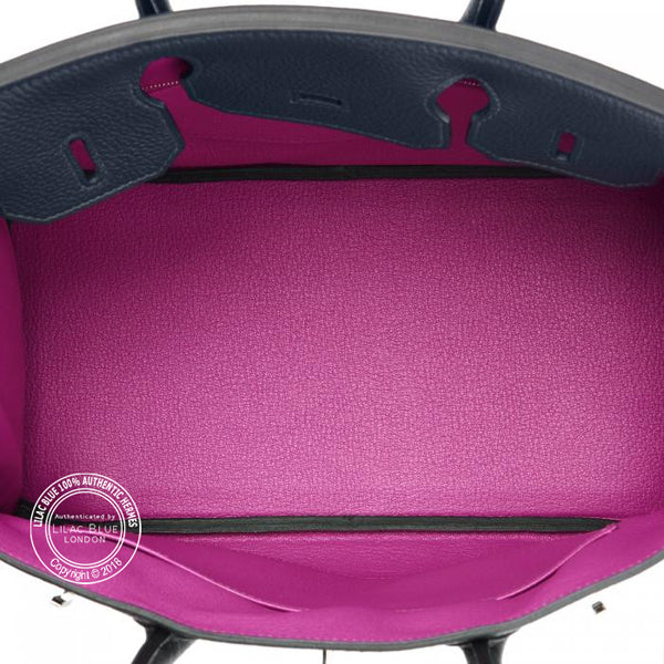 Hermès Birkin 30cm Bleu Nuit/Rose Pourpre Verso Clemence PHW