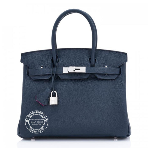 Hermès Birkin 30cm Bleu Nuit/Rose Pourpre Verso Clemence PHW