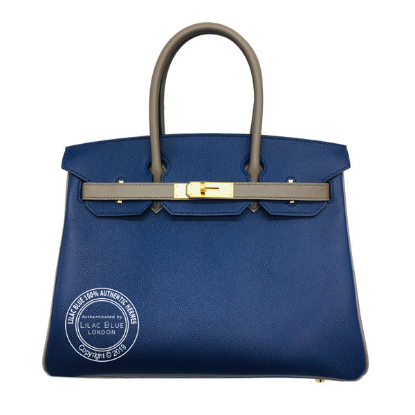 Hermès Birkin 30cm Bleu Saphir/Etain HSS Epsom Brushed Gold