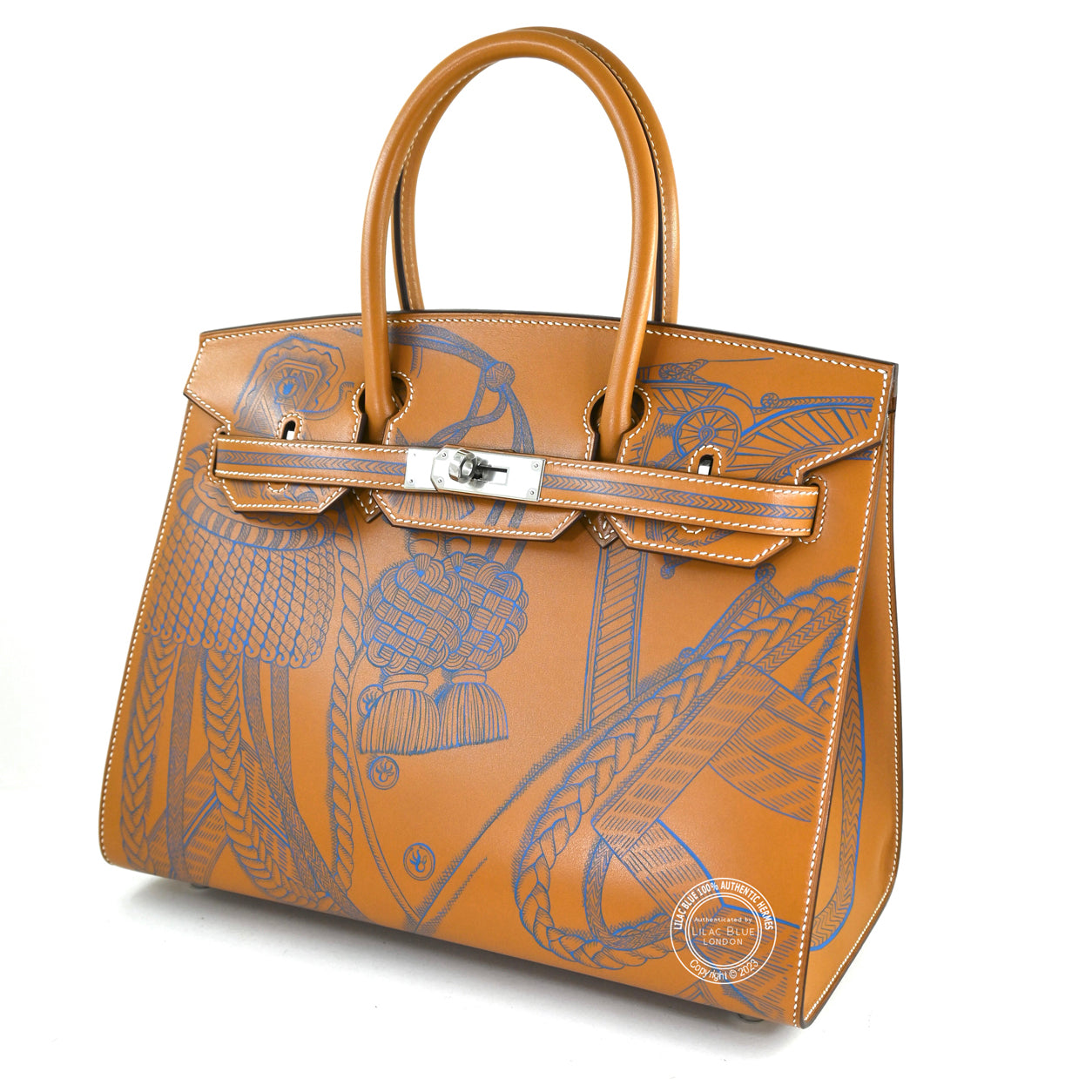 Hermès Birkin 30cm Bleu Zanzibar/Natural Sable Swift PHW Zouaves Limited Edition