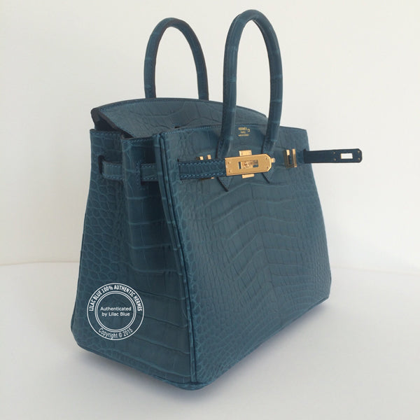 Hermès Birkin 30cm Bleu Colvert Matte Alligator GHW