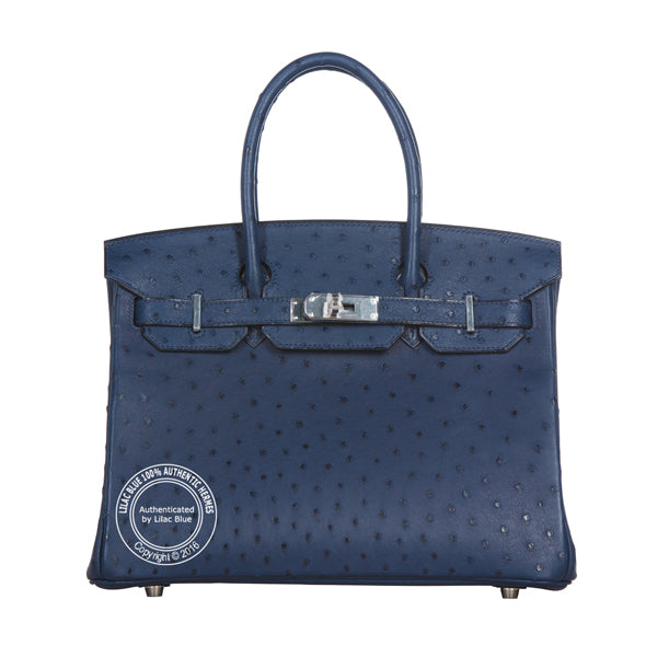 Hermès Birkin 30cm Bleu Iris Birkin Ostrich PHW