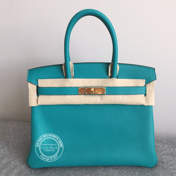Hermes Birkin 30cm Bleu Paon Clemence GHW