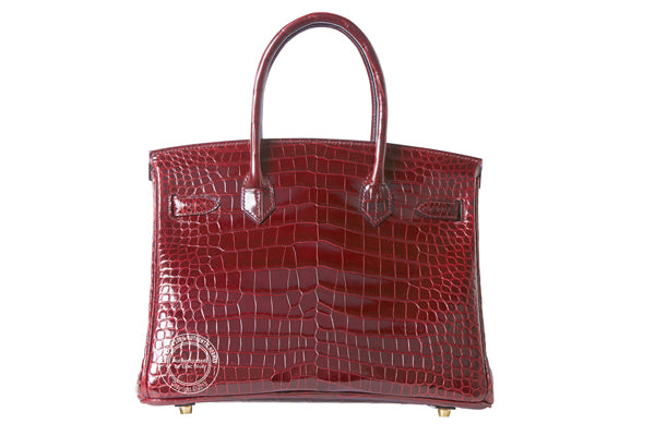 Hermès Birkin 30cm Burgundy Shiny Croc GHW