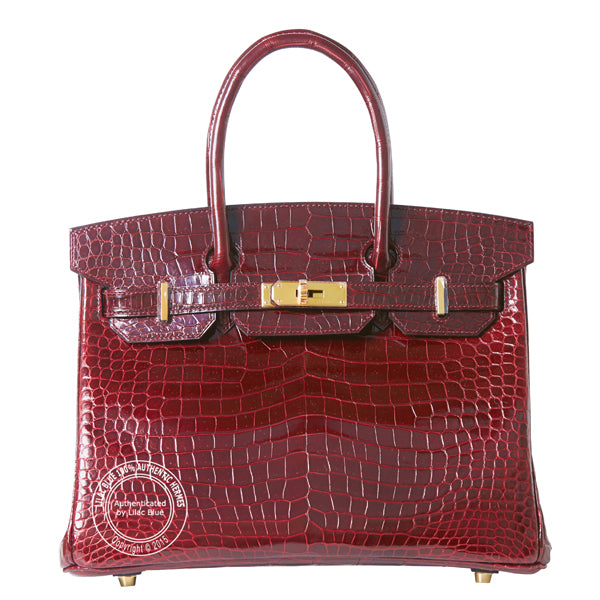 Hermès Birkin 30cm Burgundy Shiny Croc GHW