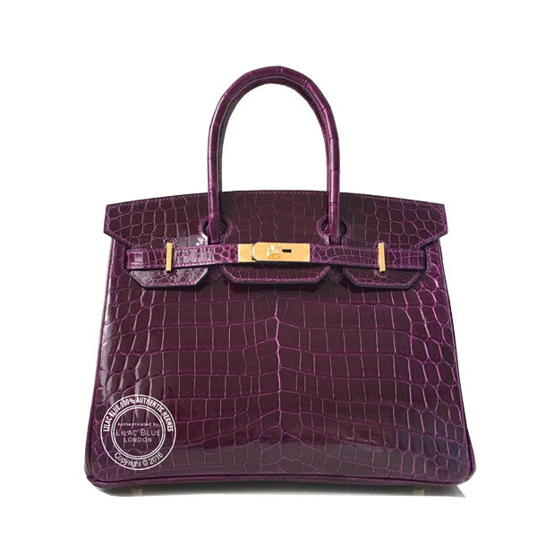 Hermès Birkin 30cm Cassis Shiny Croc GHW