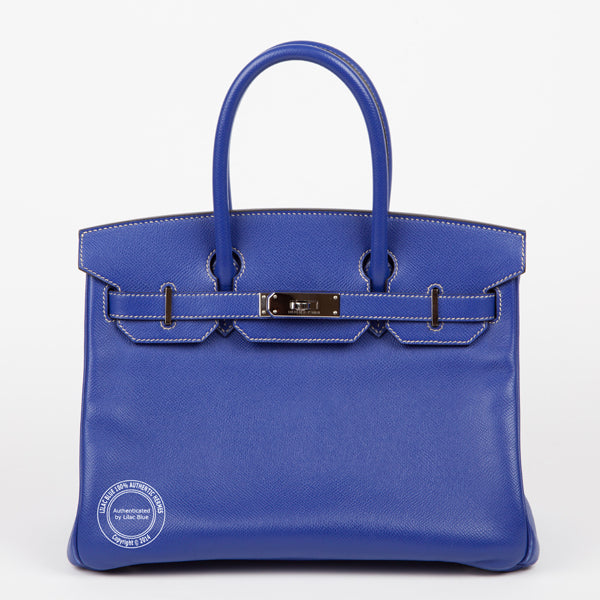 Hermès Birkin 30cm Bleu Electrique Epsom PHW - Preloved