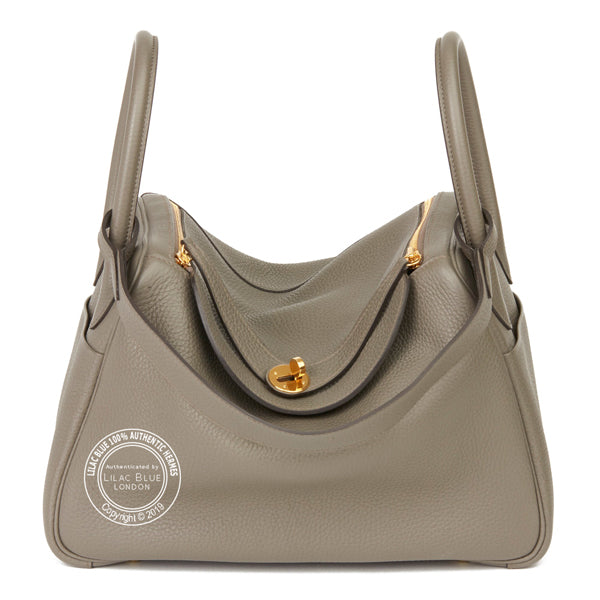 Hermès Lindy 30cm Etain Clemence GHW - Preloved