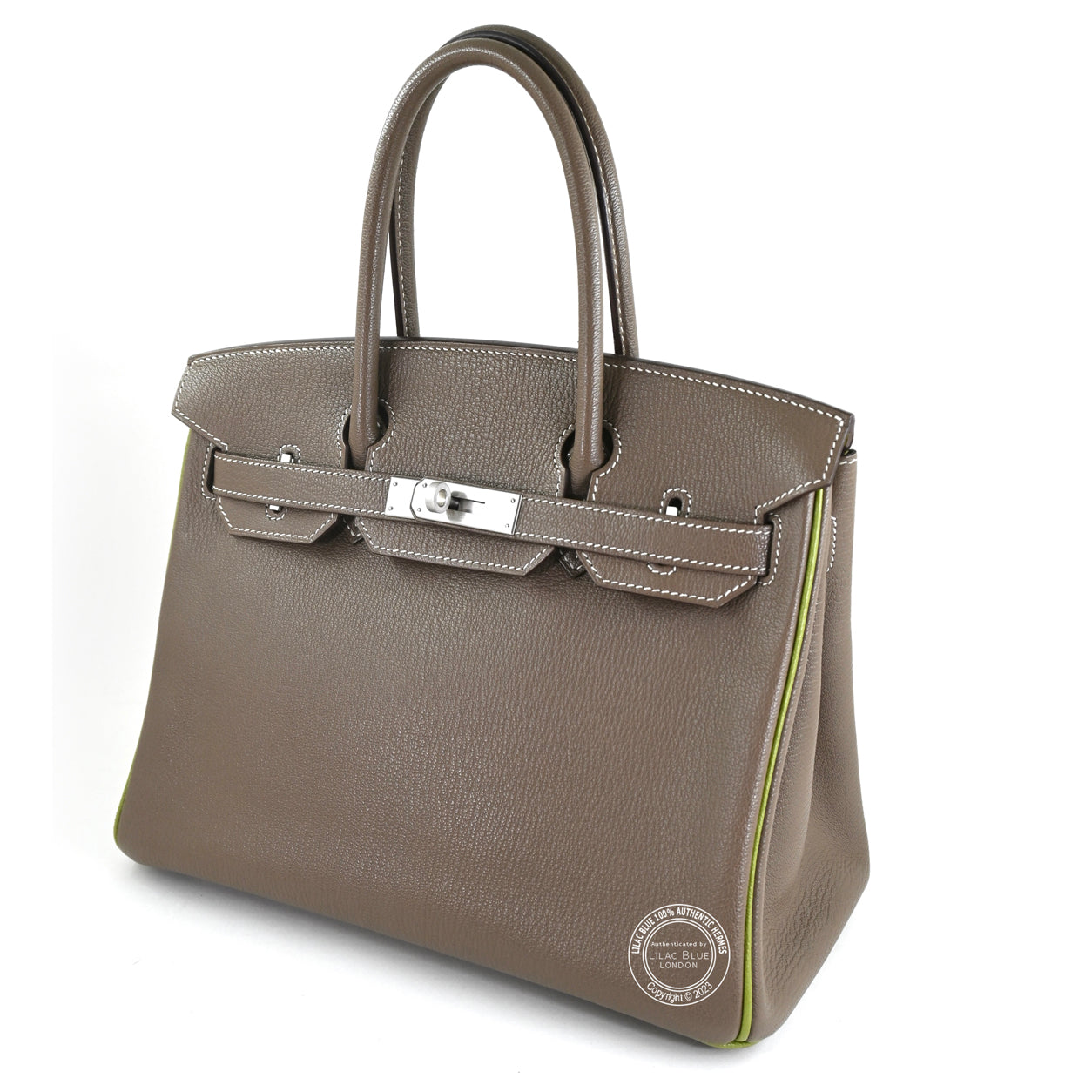 Hermes Birkin 30cm Etoupe/Vert Anis HSS Chevre BPHW - Preloved