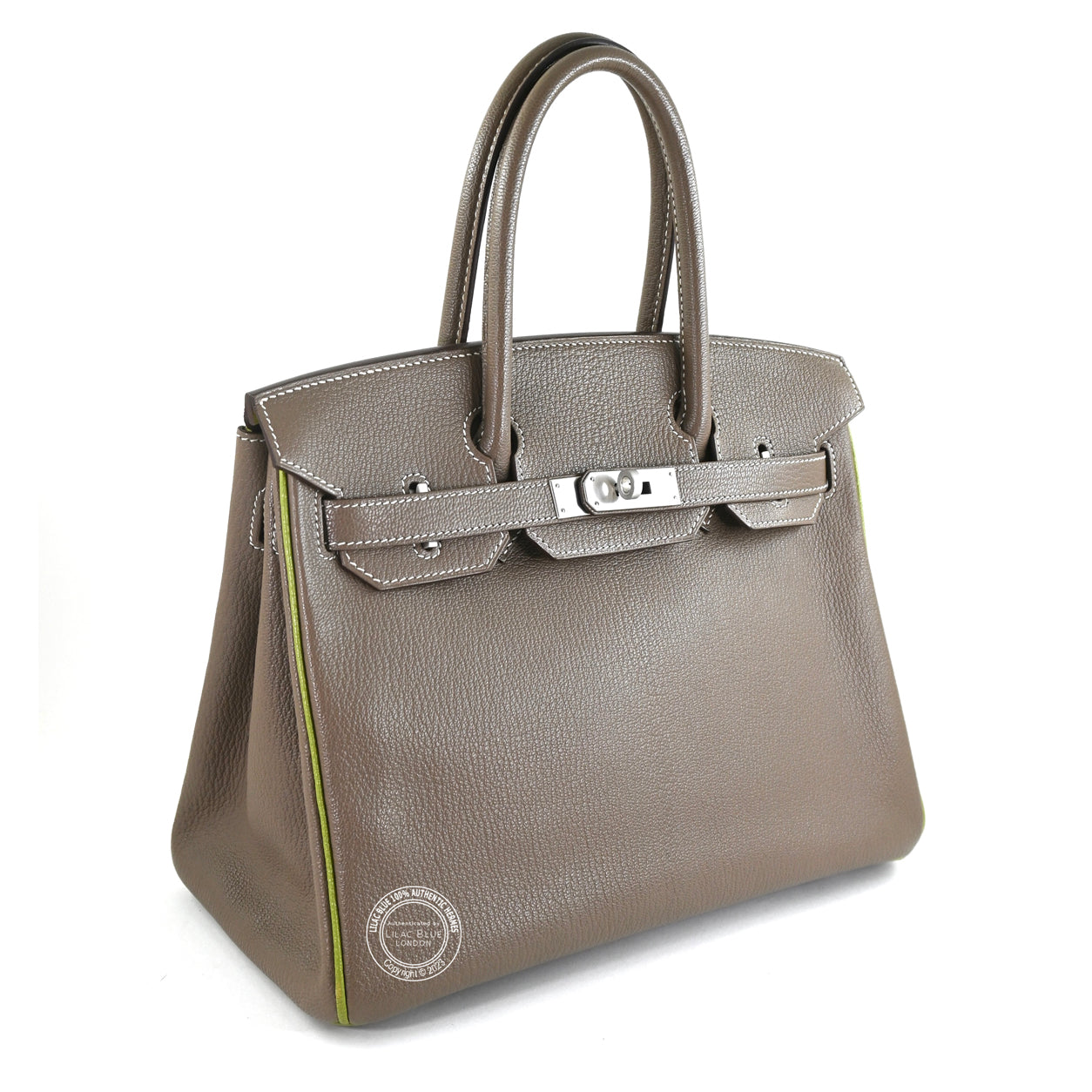 Hermes Birkin 30cm Etoupe/Vert Anis HSS Chevre BPHW - Preloved