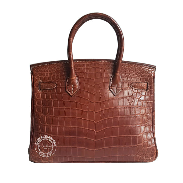 Hermès Birkin 30cm Fauve Matte Croc PHW - Preloved