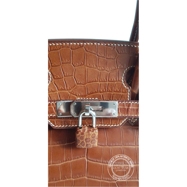 Hermès Birkin 30cm Fauve Matte Croc PHW - Preloved