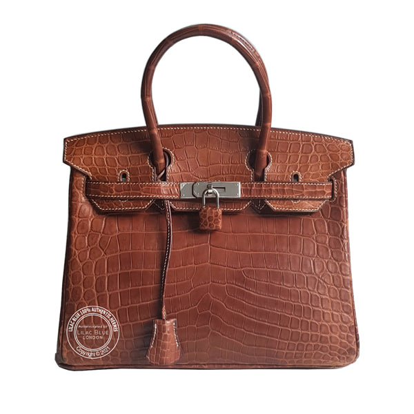 Hermès Birkin 30cm Fauve Matte Croc PHW - Preloved