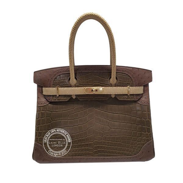 Hermès Birkin 30cm Grand Marriage Ghillies Permabrass - Preloved