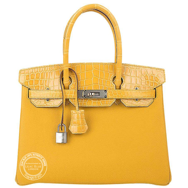 Hermès Birkin 30cm Jaune Ambre  Touch Togo/Shiny Croc PHW