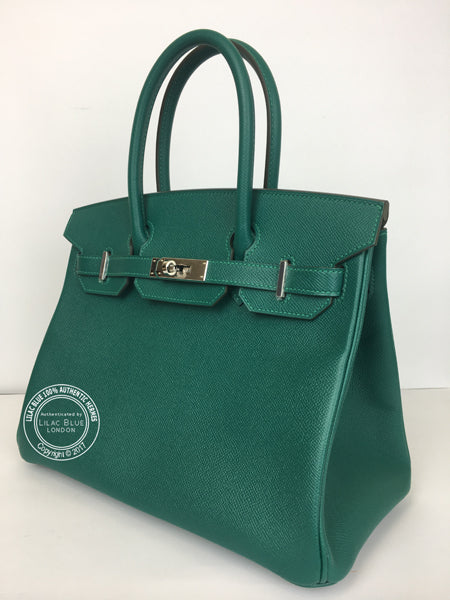30cm Malachite Birkin. Epsom, Palladium