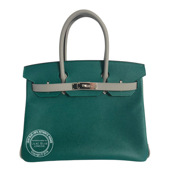 Hermès Birkin 30cm Malachite/Gris Mouette HSS Epsom PHW
