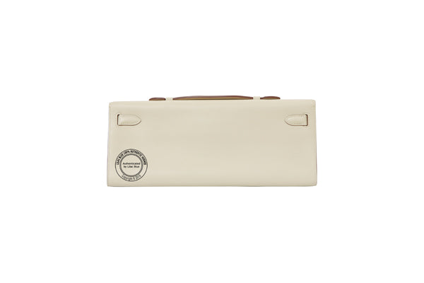 Hermès Kelly 31cm Parchemin Cut Pochette Swift PHW - Preloved