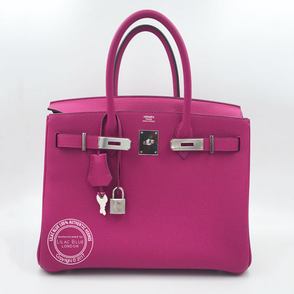 30cm Rose Pourpre Birkin. Togo, Palladium