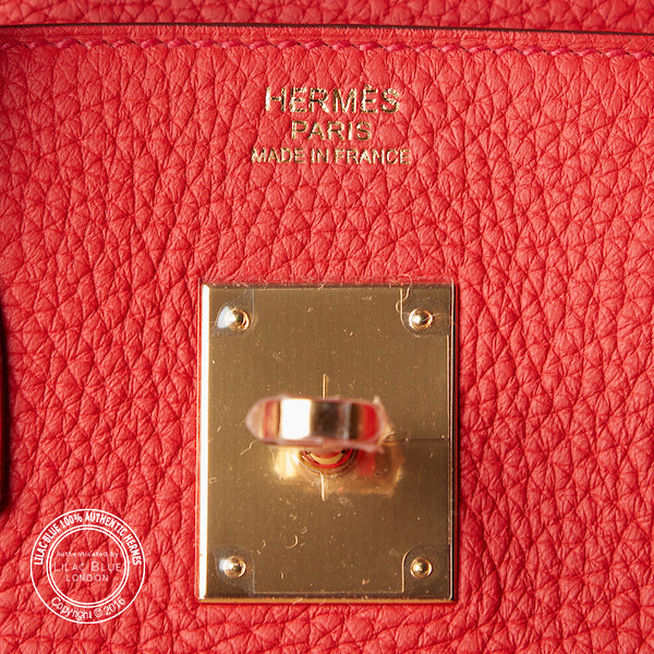 Hermès Birkin 30cm Rouge Tomate Clemence GHW
