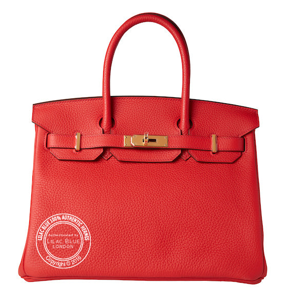 Hermès Birkin 30cm Rouge Tomate Clemence GHW