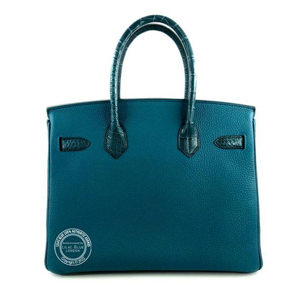 Hermès Birkin 30cm Vert Bosphore Touch Matte Alligator/Togo PBHW