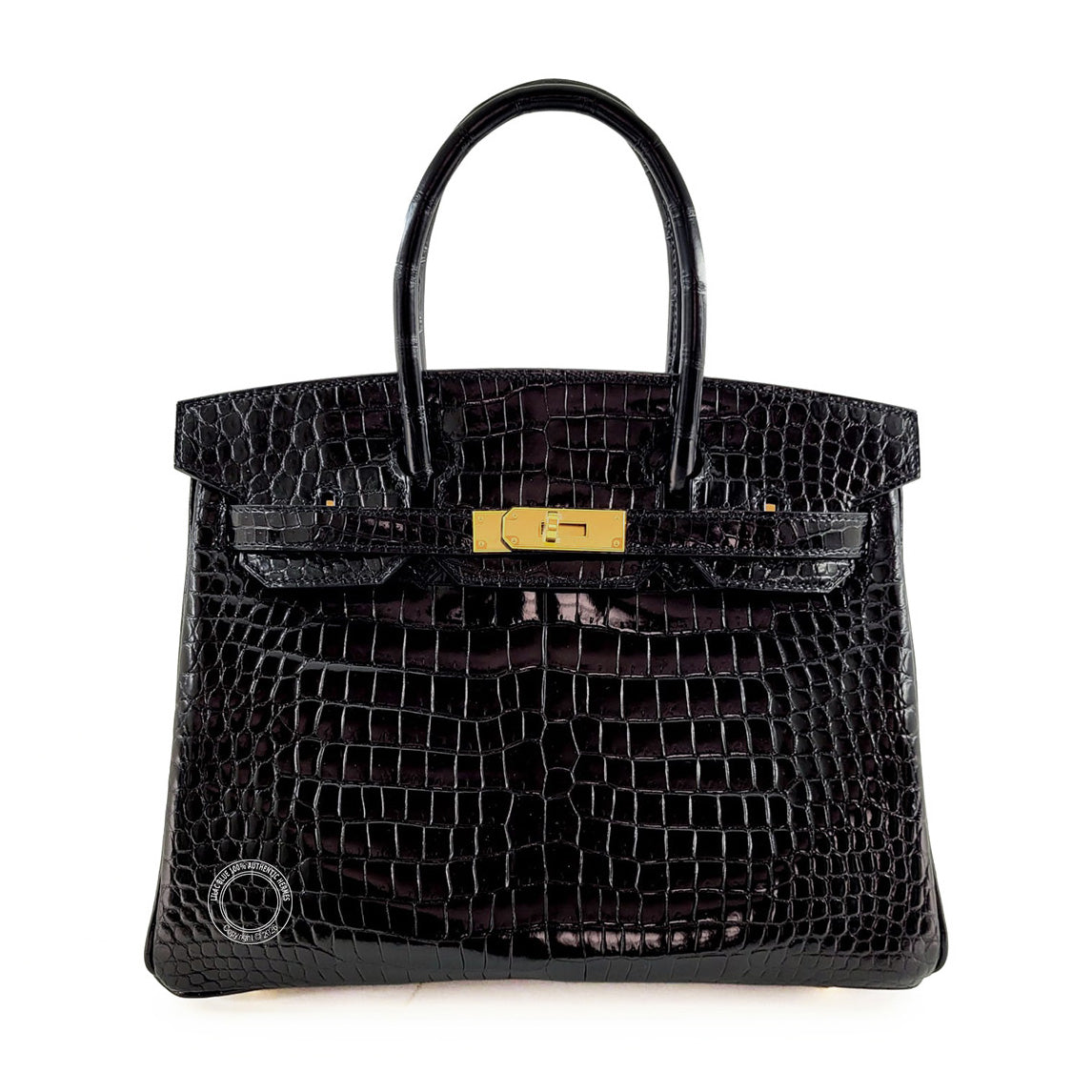 Hermès Birkin 30cm Black Shiny Croc GHW