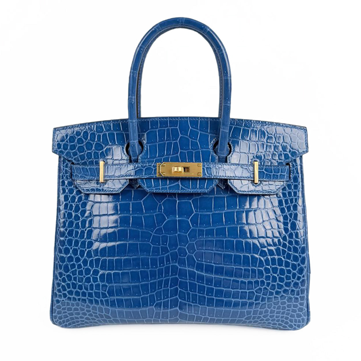 Hermès Birkin 30cm Bleu Zellige/Bleu Encre HSS Shiny Croc GHW