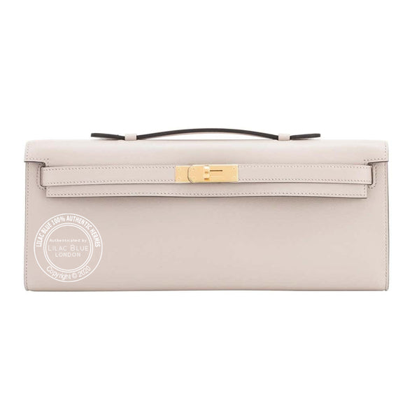 Hermès Kelly 31cm Beton Cut Pochette Swift GHW