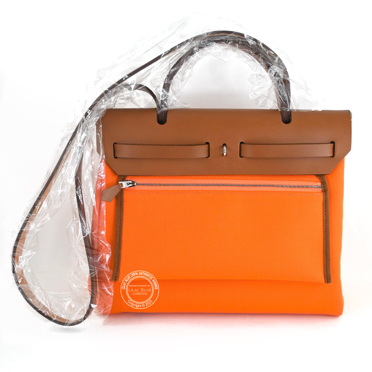 Hermes Herbag 31cm Orange Minium Hunter/Toile PHW