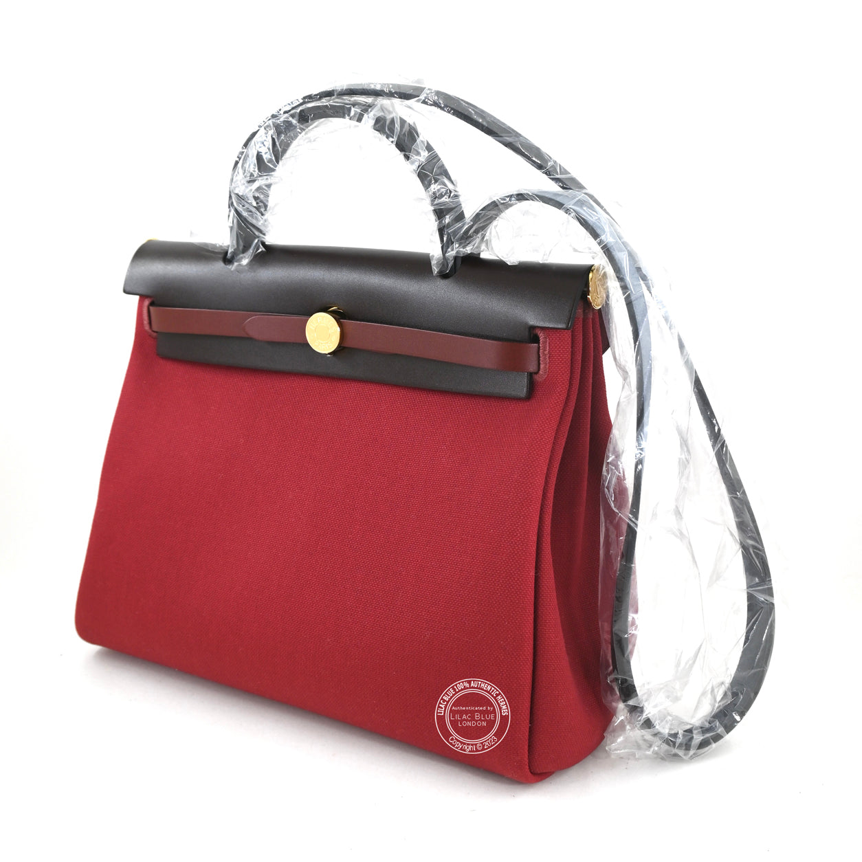 Hermès Herbag 31cm Rouge Grenat/Rouge Sellier Hunter Officier GHW