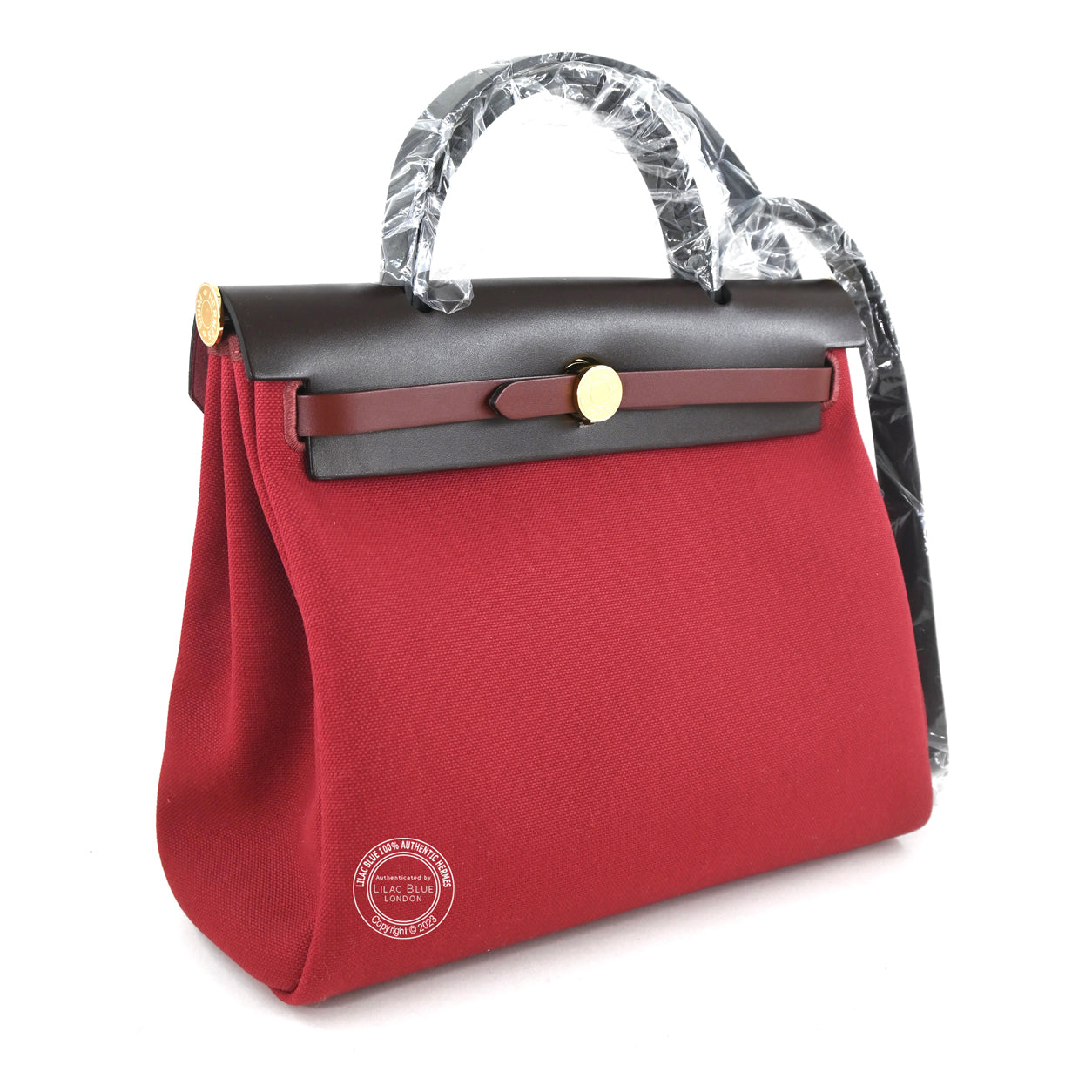 Hermès Herbag 31cm Rouge Grenat/Rouge Sellier Hunter Officier GHW