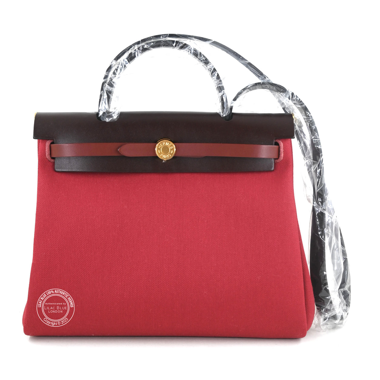 Hermès Herbag 31cm Rouge Grenat/Rouge Sellier Hunter Officier GHW