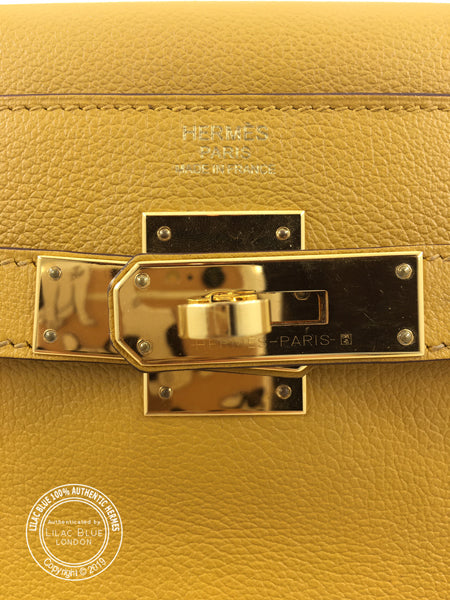 Hermès Kelly 32cm Jaune Ambre Evercolor GHW - Preloved