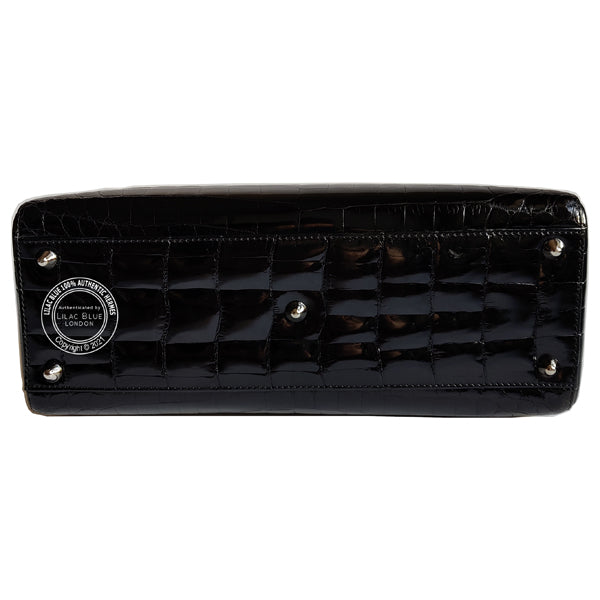 Dior Lady Dior Black Shiny Croc PHW - Preloved