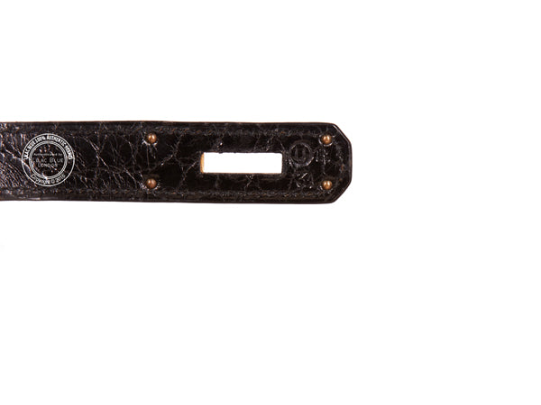 Hermès Kelly 28cm Black Shiny Croc GHW - Vintage
