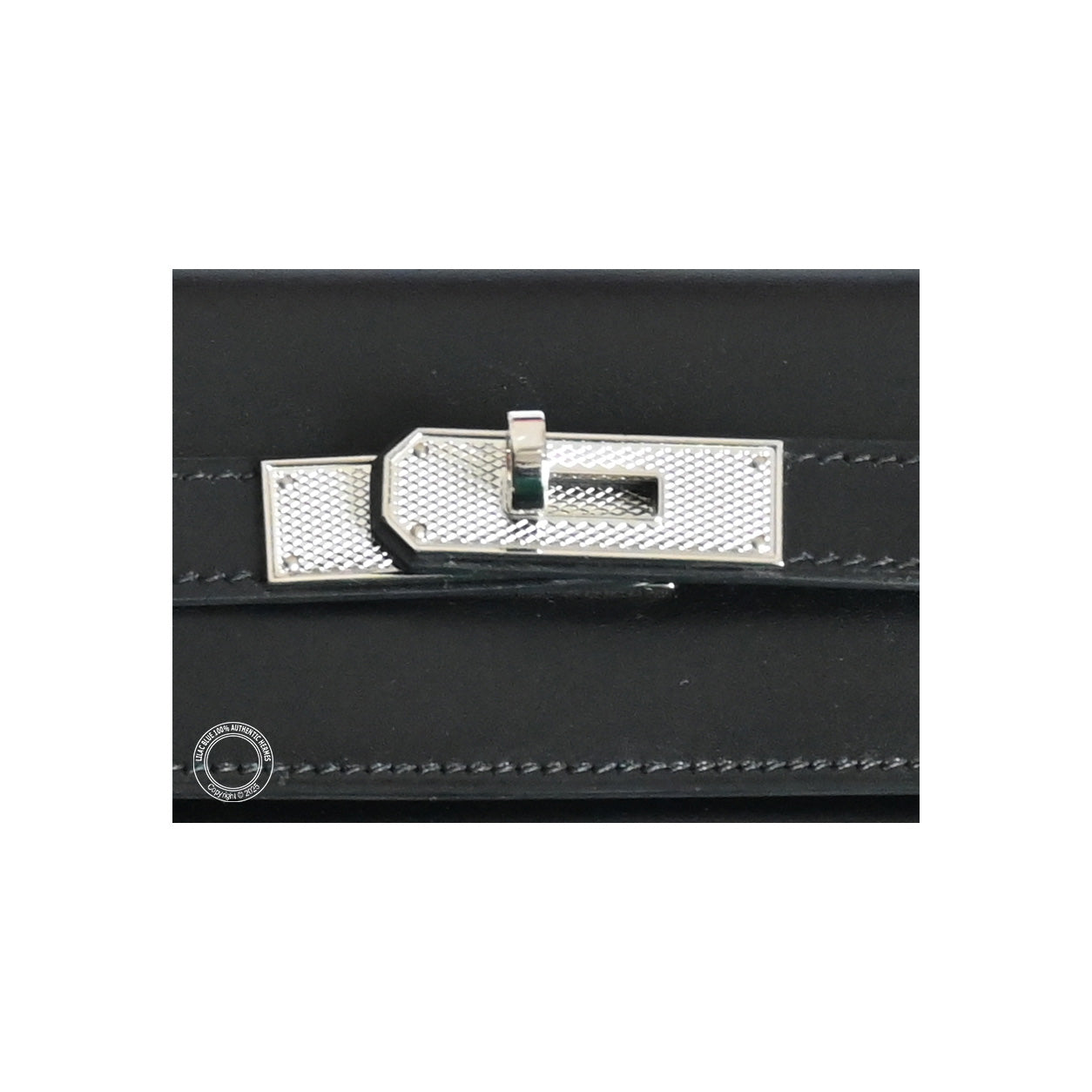 Hermès Kelly 32cm Black Box PHW Guilloche - Preloved