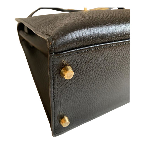 Hermès Kelly 32cm Black Evergrain GHW - Vintage