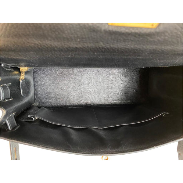 Hermès Kelly 32cm Black Evergrain GHW - Vintage