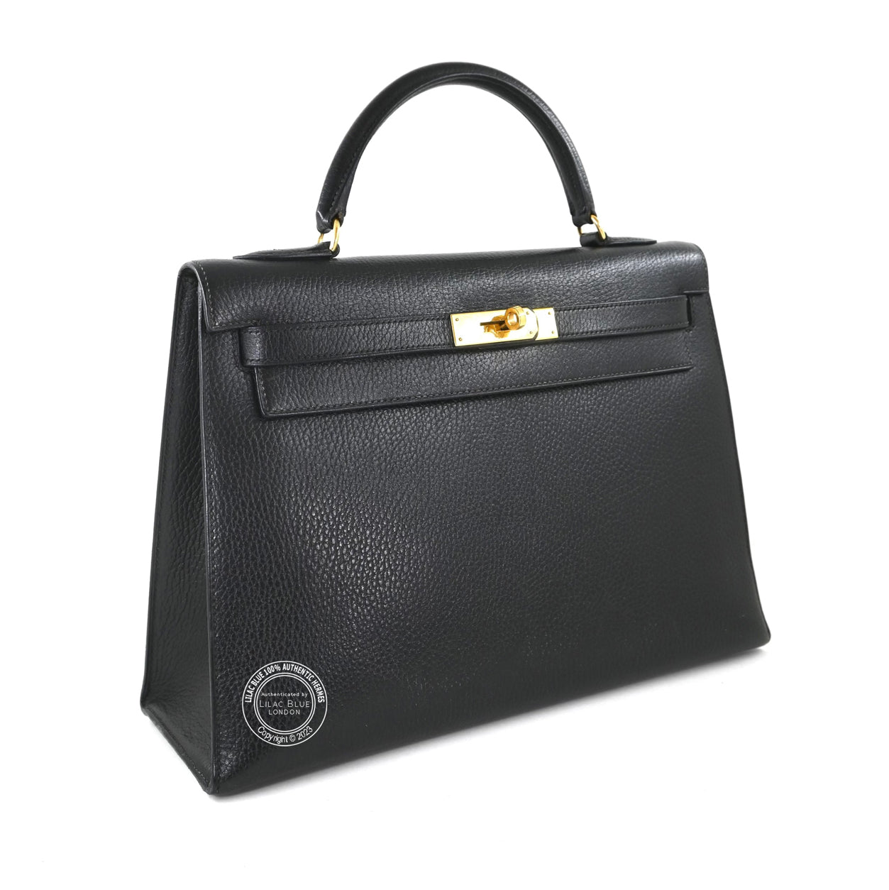 Hermès Kelly 32cm Black Evergrain GHW - Vintage