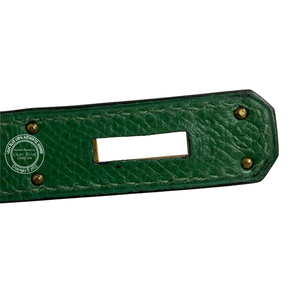 Hermès Kelly 32cm Bleu Marine/Vert Clair Courchevel GHW - Preloved