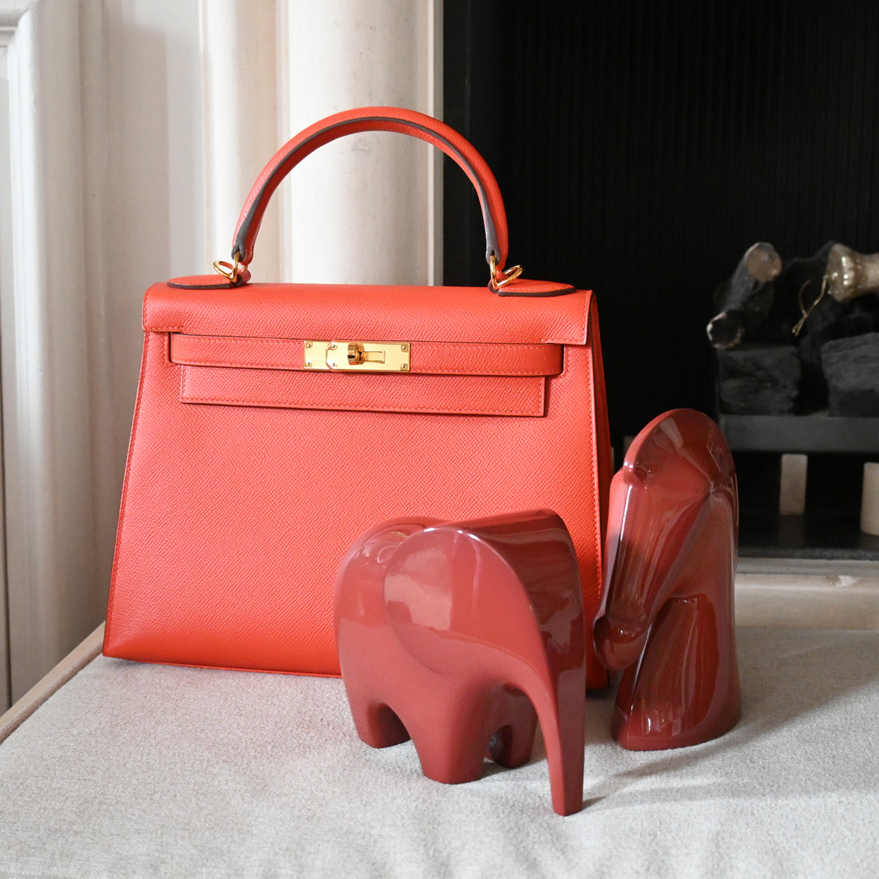 Hermès Kelly 28cm Capucine Epsom GHW