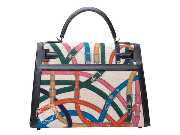 Hermès Kelly 32cm Cavalcadour Canvas/Sombrero PHW
