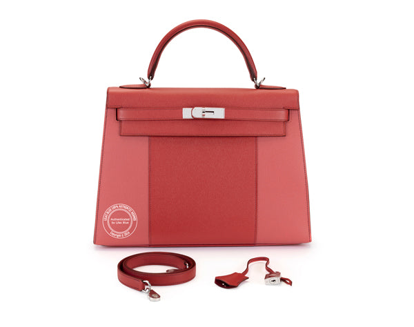 Hermès Kelly 32cm Coral & Flamingo Flag Epsom PHW