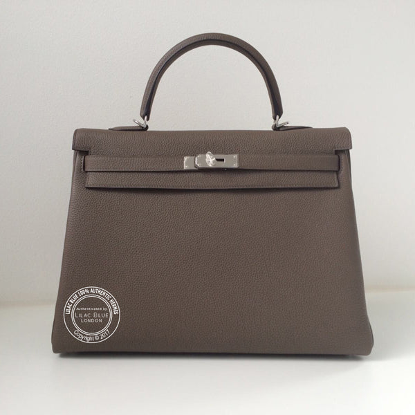 Hermès Kelly 32cm Etain Clemence PHW